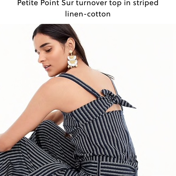 J Crew Turnover Top in Striped Linen - Picture 5 of 5